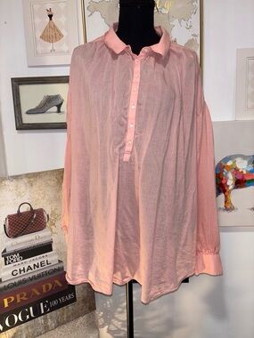 Vineyard Vines Light Pink Sheer Button-Up Blouse